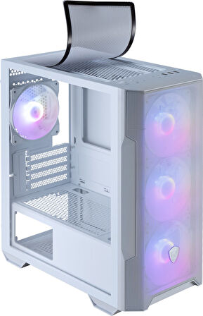 MSI MAG FORGE M100R WHITE TEMPERLI CAM 3X120MM 1X120MM ARGB FAN MATX GAMING BILGISAYAR KASASı