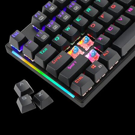 T-DAGGER NAXOS, T-TGK310, USB Kablolu, Türkçe Q, Rainbow RGB, Mechanical, Blue Switch, Gaming Klavye (Powered By REDRAGON)