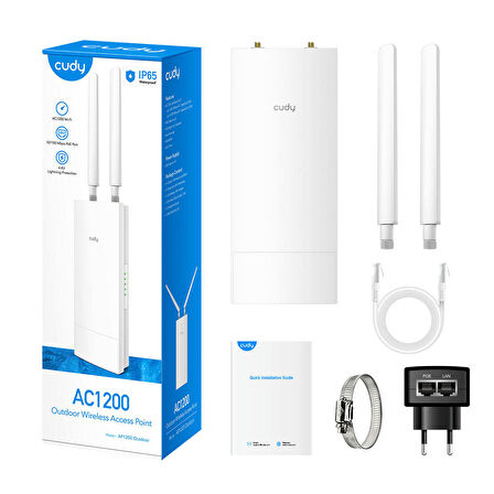 AP1200 Outdoor AC1200 2.4/5GHz 1200Mbps RE/WISP MU-MIMO Pasif PoE Dış Mekan Wi-Fi Access Point