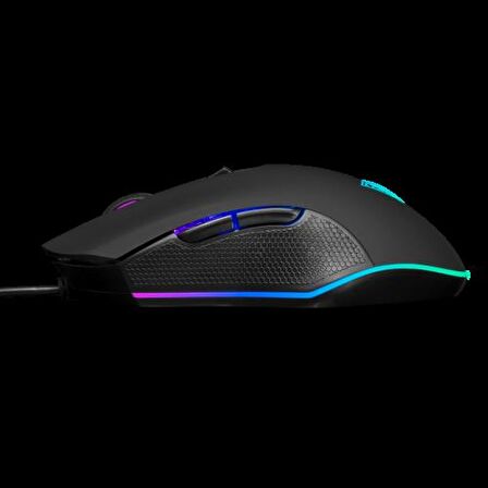 GAMDIAS AURA GS2, Çok Renkli Aydınlatma,  USB Kablolu, 6 Tuşlu, Gaming Mouse, 3600DPI, Siyah