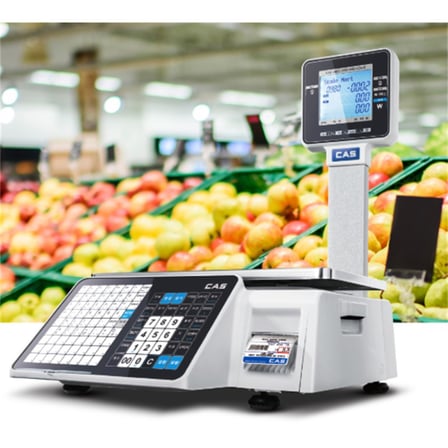 CAS CL3000 15 kg Barkodlu ve Etiketli Boyunlu Terazi, Ethernet Bağlantılı LCD Ekranlı