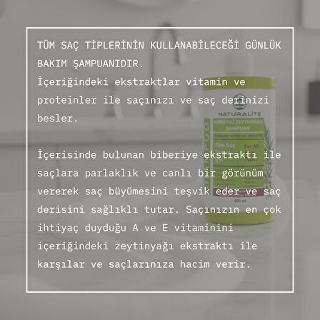 Zeytinyağlı Biberiyeli Bakım Şampuanı 400 ml