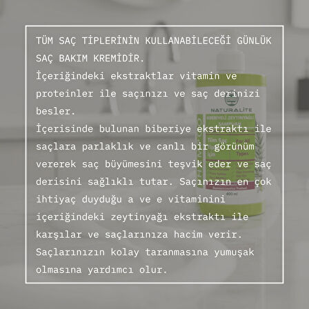 Biberiyeli Zeytinyağlı Saç Kremi 400 ml