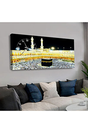 Kabe Dini Saatli Kanvas Tablo