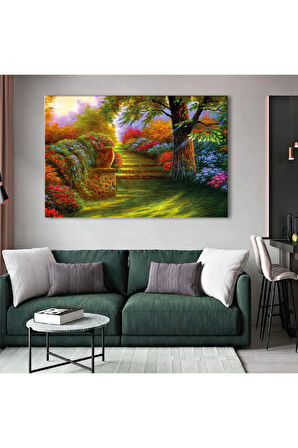 120x80 Cm Ilkbahar Yeşil Yol Kanvas Tablo