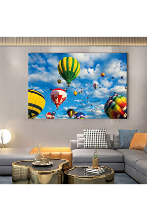 120x80 Cm Uçan Balonlar Kanvas Tablo