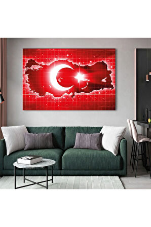 120x80 Cm Türkiye Haritası Kanvas Tablo