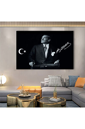 120x80 Cm Mustafa Kemal Atatürk Kanvas Tablo