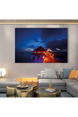 120x80 Cm Deniz Kenarı Manzara Kanvas Tablo