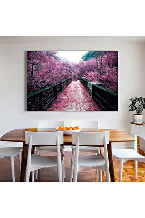 120x80 Cm Renkli Çiçekli Yol Kanvas Tablo