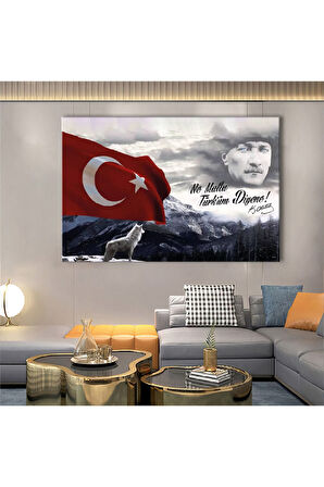 120x80 Cm Ne Mutlu Türküm Diyene Kanvas Tablo