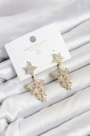 Yıldız Model Gold Renk Zirkon Taşlı Küpe TJ-BKP11891