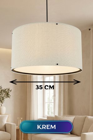 Krem Kumaş Başlıklı Sarkıt Avize 35 CM