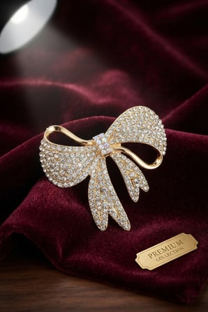 Gold Renk Zirkon Taşlı Fiyonk Model Broş TJ-BR501