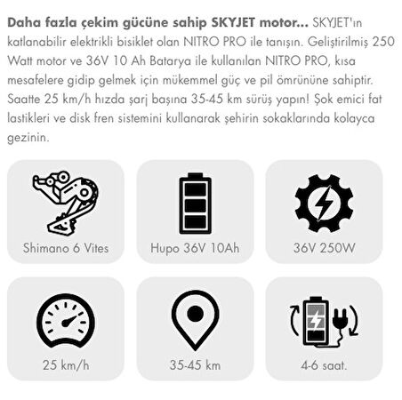 Skyjet Nitro Pro 250 W Katlanabilir Elektrikli Bisiklet