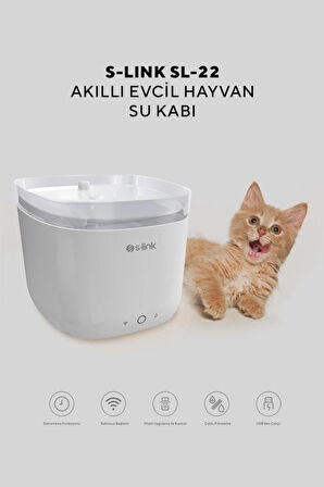 Tuya Uygulama Kontrollü Akıllı Otomatik Su Sebili Evcil Hayvan Kedi-Köpek Su Kabı (1.9 L) 