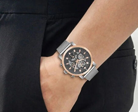 Slazenger SL.09.1797.2.01 Erkek Kol Saati | Rose Gold & Silver, Mesh Kordon