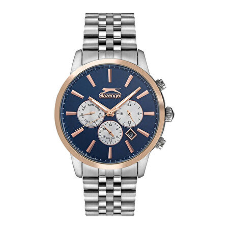 Slazenger SL.09.1812.2.01 Erkek Kol Saati | Silver-Rose Kasa, Mavi Kadran, 44 mm