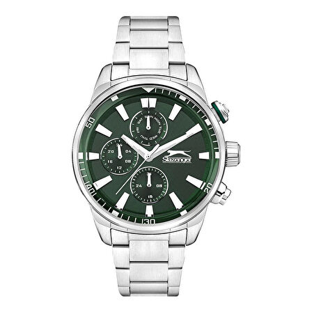 Slazenger SL.09.2272.2.07 Erkek Kol Saati | 45mm Yeşil Kadran, Çelik Kasa & Spor Şıklık