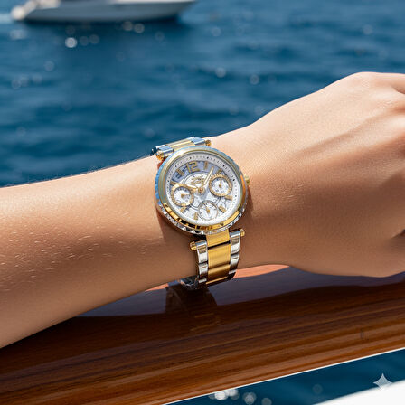 Slazenger SL.09.2286.4.05 Kadın Kol Saati | 32 mm Çelik Kasa, Gümüş & Altın Renk, Takvimli Tasarım