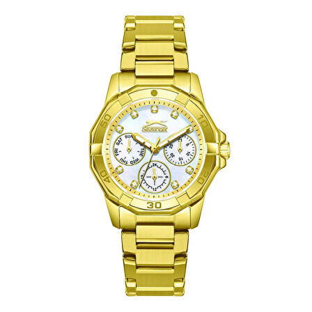 Slazenger SL.09.2406.4.08 Kadın Kol Saati | Işıltılı Taşlı Kadran & Altın Sarısı Spor Şıklık