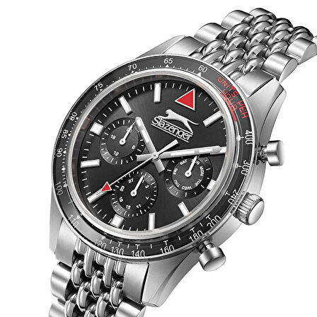 Slazenger SL.09.2417.2.01 Erkek Kol Saati | 43 mm Siyah Kronograf, Çelik Kasa ve Bilezik