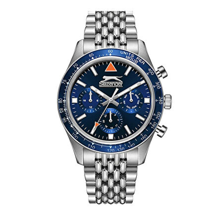 Slazenger SL.09.2417.2.03 Erkek Kol Saati | 43 mm Koyu Mavi Kronograf, Paslanmaz Çelik