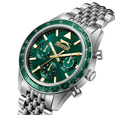 Slazenger SL.09.2417.2.04 Erkek Kol Saati | 44 mm, Yeşil Kadran, Çelik Kasa, Sportif & Klasik