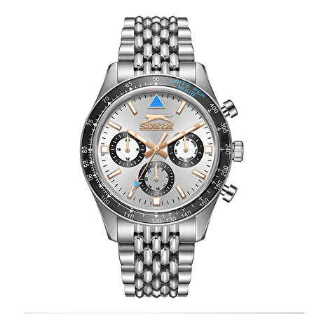 Slazenger SL.09.2417.2.05 Erkek Kol Saati | 44 mm Gümüş Kadran, Paslanmaz Çelik Kasa, Kronograf