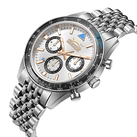 Slazenger SL.09.2417.2.05 Erkek Kol Saati | 44 mm Gümüş Kadran, Paslanmaz Çelik Kasa, Kronograf