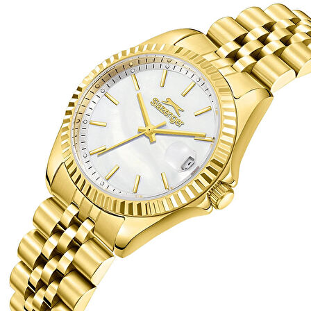 Slazenger SL.09.2472.3.03 Kadın Kol Saati | 32 mm Altın Sarısı Çelik & Takvimli Zarif Tasarım