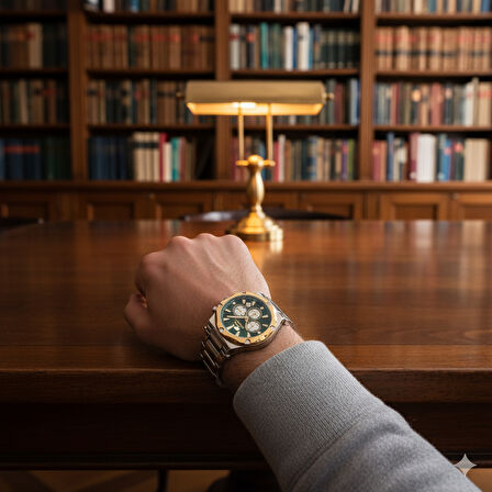 Slazenger SL.09.2501.2.04 Erkek Kol Saati | Yeşil Kadranlı Çelik Güç ve Altın Detay