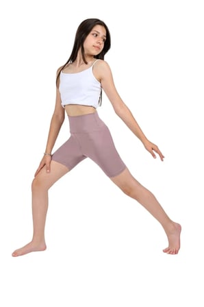 Kız Çocuk Yüksek Bel, Biker, Casual, Koşu, Yürüyüş, Spor, Atletik, Egzersiz, Fittness, Kısa Tayt — Lila
