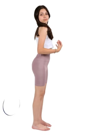 Kız Çocuk Yüksek Bel, Biker, Casual, Koşu, Yürüyüş, Spor, Atletik, Egzersiz, Fittness, Kısa Tayt — Lila