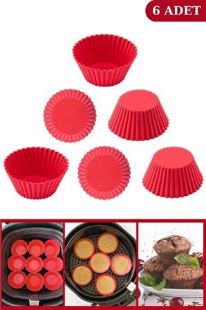 Onikiden Airfryer Silikon Pişirme Kabı ve 6’lı Kek Muffin Kalıbı Set- Tüm Hava Fritözleriyle Uyumlu