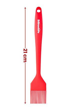 Silicolife Yumurta Fırçası, Isıya Dayanıklı Yanmaz Yapışmaz Tek Parça Silikon Fırça 21cm Kırmızı
