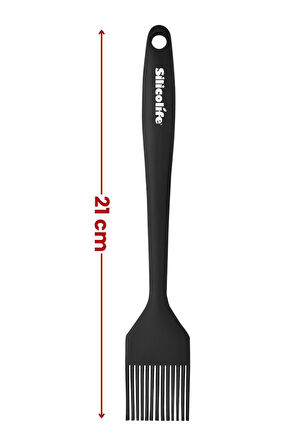Silicolife Yumurta Fırçası, Isıya Dayanıklı Yanmaz Yapışmaz Tek Parça Silikon Fırça 21cm Siyah