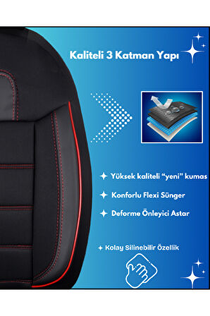 Tofaş Doğan SLX Araçlara Uyumlu Tam Takım Basic K Model Oto Koltuk Kılıfı Seti