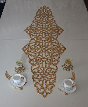 1 ADET RUNNER/125X40CM/IŞILTILI/GOLD SİMLİ/SİMLERİ KESİNLİKLE DÖKÜLMEZ