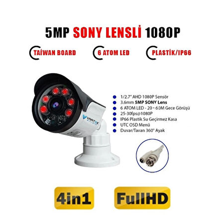 4 Kameralı Set 250 Gb Hdd Full Hd Gece Görüşlü Güvenlik Kamerası Sistemi-Sabit İp Gerektirmez-