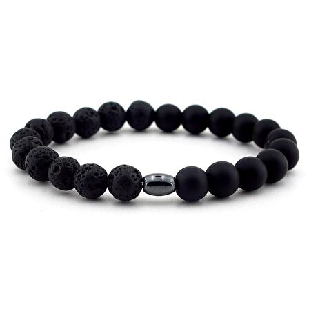 LAV TAŞI ve SİYAH MAT ONiX ERKEK BİLEKLİK B427