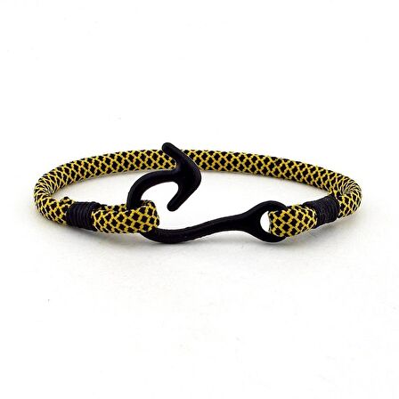 SİYAH METAL KANCA SARI PARACORD BİLEKLİK BT160
