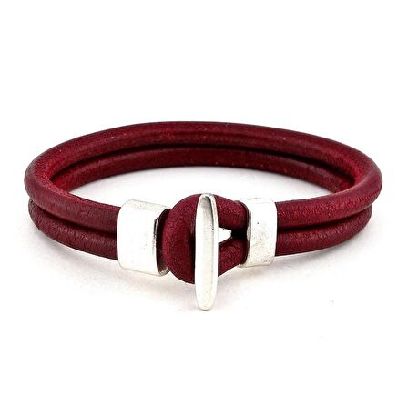 METAL KANCALI BORDO DERİ ERKEK BİLEKLİK BT180