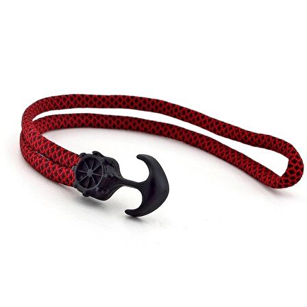 SİYAH ÇAPA KIRMIZI PARACORD ERKEK BİLEKLİK BT259