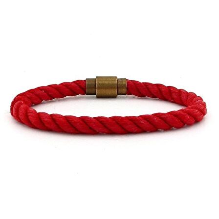 KIRMIZI HALAT BRONZ METAL MANYETİK KLİPSLİ ERKEK BİLEKLİK BT384