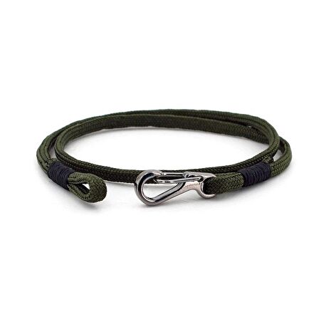 METAL KANCALI HAKİ YEŞİL SARMA PARACORD ERKEK BİLEKLİK BT415