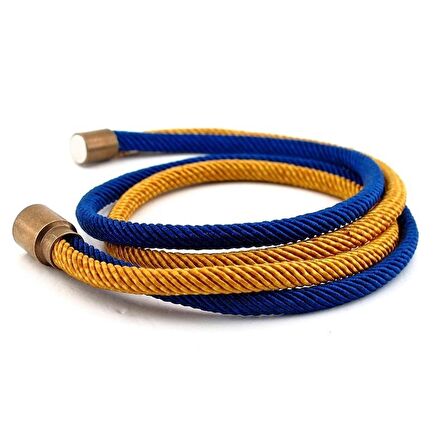SARI LACİVERT İKİ SIRA SARMA METAL KLİPS ERKEK BİLEKLİK BT443