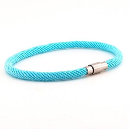 MAVİ ÖRGÜLÜ İP METAL MIKNATISLI KLİPS ERKEK BİLEKLİK BT462
