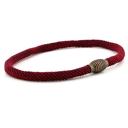 BORDO ÖRGÜLÜ İP METAL MIKNATISLI KLİPS ERKEK BİLEKLİK BT463