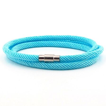 ÜÇ SIRA SARMA METAL MIKNATIS AÇIK MAVİ RENK ERKEK BİLEKLİK BT464